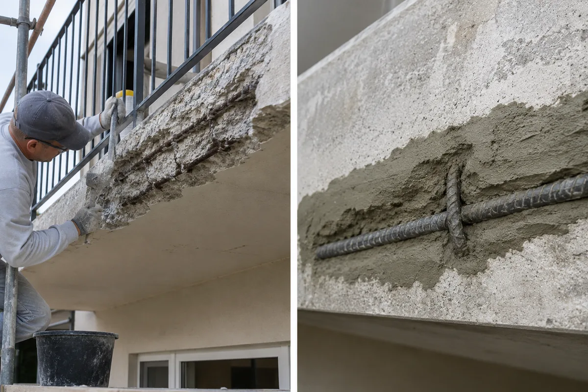 Betonrot herstellen — detail van de werkzaamheden
